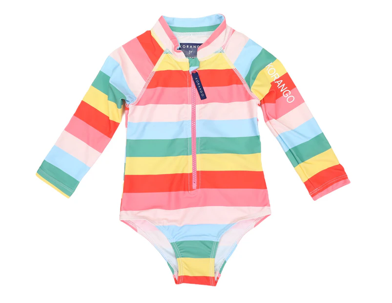 Korango Girls' Rainbow Zip Swimsuit - Stripe