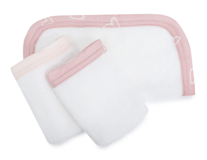 Bubba Blue 25x25cm Nordic Baby Wash Cloths 3-Pack - Dusty Berry/Rose