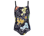 Adidas x Disney Girls' Mickey All-Over Print One-Piece Swimsuit - Black