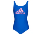 Adidas Girls' Badge of Sport One-Piece Swimsuit - Glow Blue/Bliss Pink