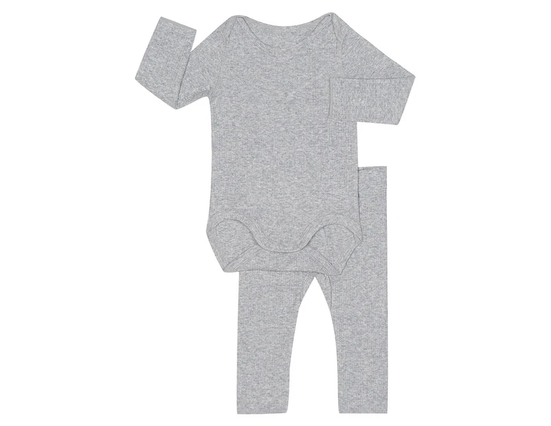 Bonds Baby 2-Piece Pointelle Long Sleeve Bodysuit & Leggings Set - New Grey Marle