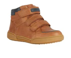 Geox Boys Waxed Leather Trainers (Cognac/Blue) - FS10146