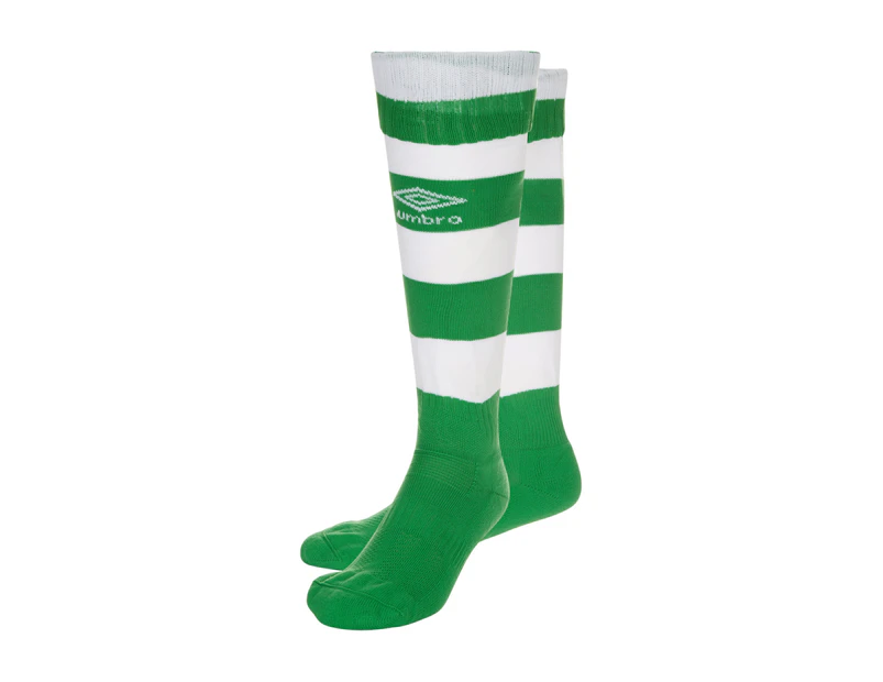 Umbro Mens Hooped Sock Leg (Emerald/White) - UO1205