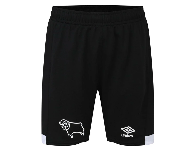 Umbro Childrens/Kids 23/24 Derby County FC Home Shorts (Black/White) - UO1926