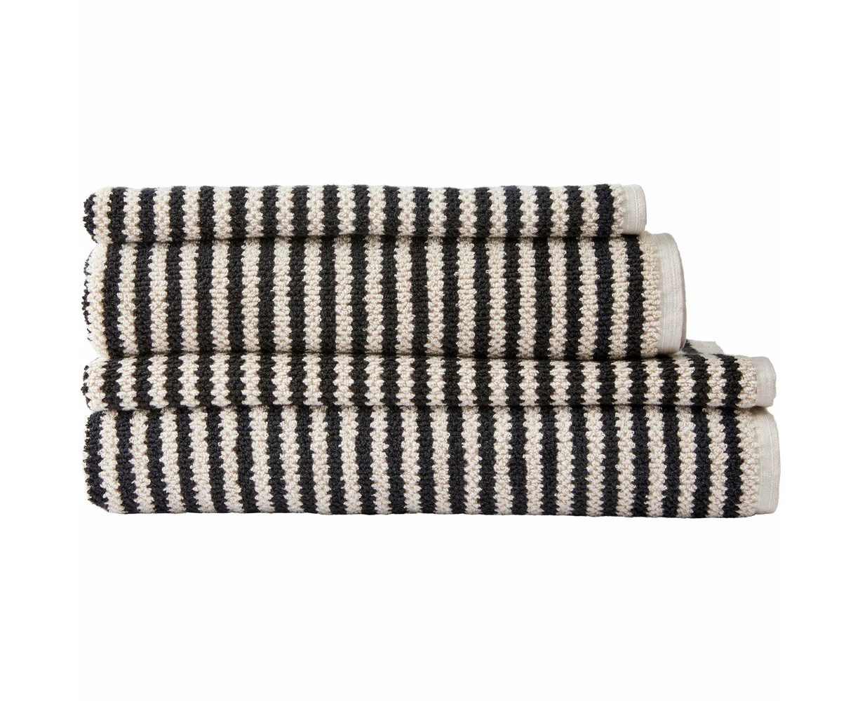 Neale Whitaker Textured Towel Collection - Black Natural - Hand Towel