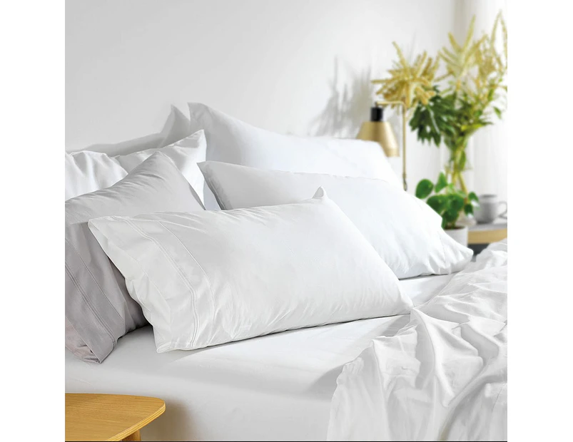 MyHouse Riley Bamboo Cotton Fitted Sheet Queen in White Bamboo/Cotton