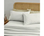 MyHouse Pure European Linen Flat Sheet Queen Size 255X260cm in White
