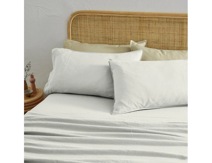 MyHouse Pure European Linen Flat Sheet Queen Size 255X260cm in White