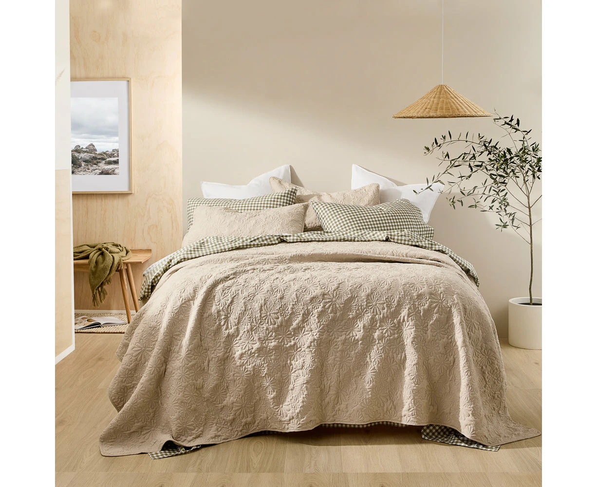 Adorn Living Penny Coverlet Set - Oat - Queen/King