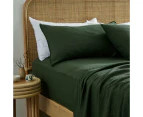MyHouse Pure European Linen Fitted Sheet Moss King