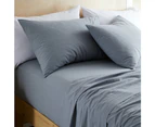MyHouse Stonewash Fitted Sheet Petrol Queen 100% Cotton