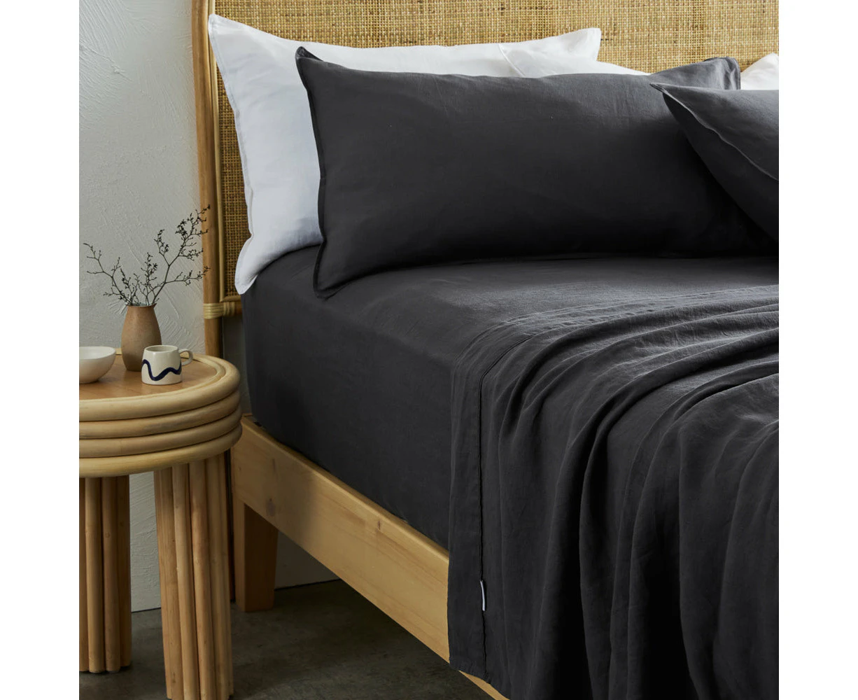 MyHouse Pure European Linen Pillowcase Pair  - Charcoal