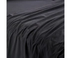 MyHouse Stonewash Flat Sheet Onyx Queen Size 255X260cm 100% Cotton