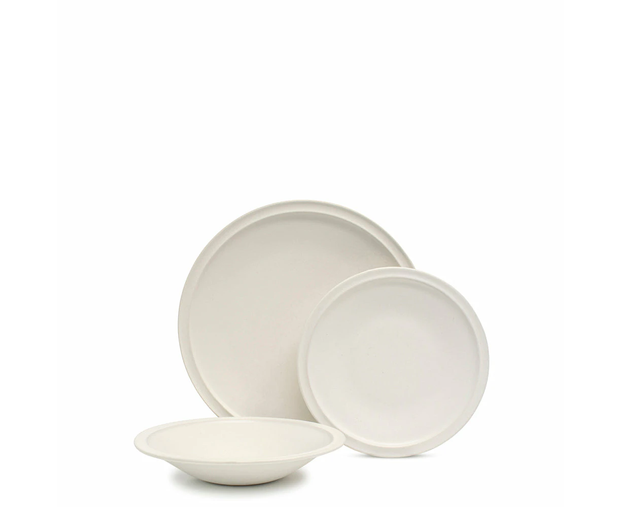 Salt & Pepper Plisset 12 Piece Dinner Set   - White