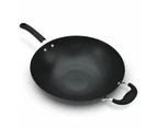 Carbon Steel Wok, 34cm - Anko - Black