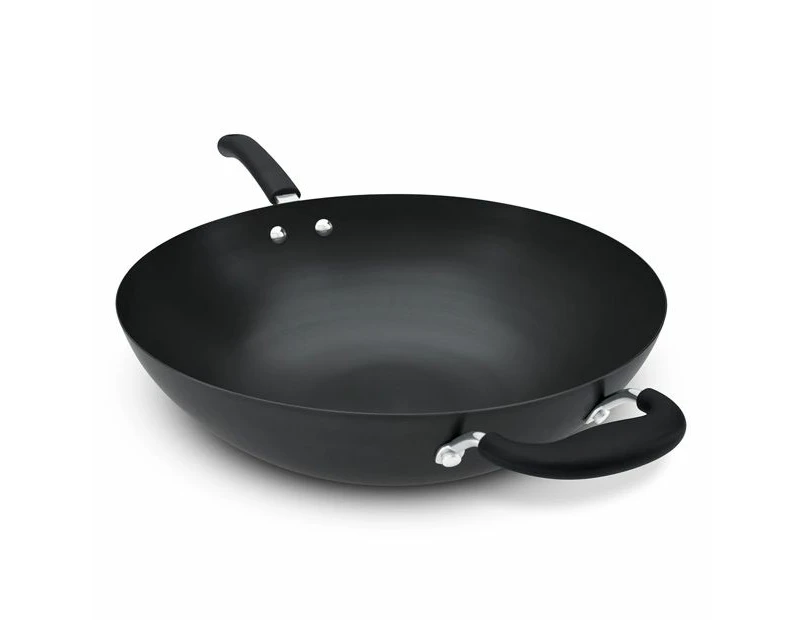 Carbon Steel Wok, 30cm - Anko - Black