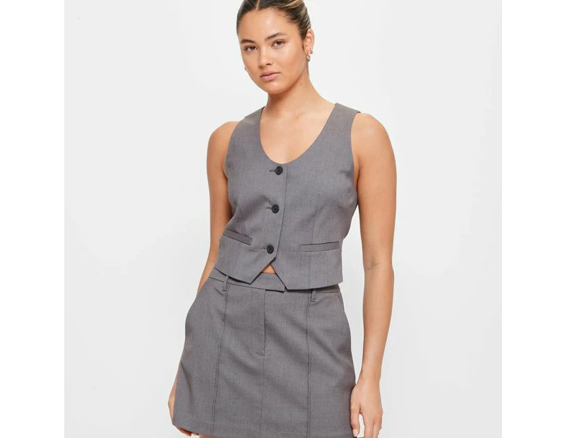 Scoop Neck Waistcoat - Lily Loves - Grey