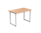 Desky Fixed Office Side Table - Light Oak Rubberwood / White