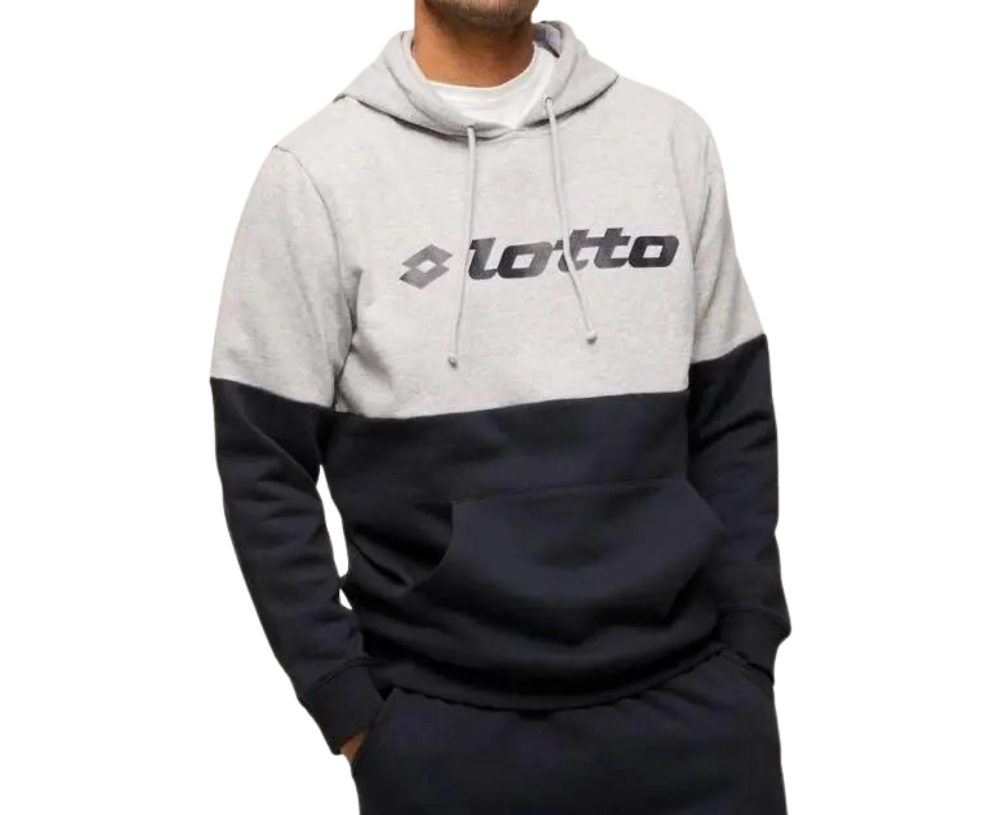 Lotto Mens Panel Pullover Hoodie Jumper Sweater Pullover - Heather/Navy