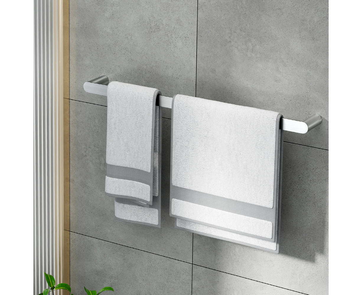 Towel Rail Rack Holder Single 600mm Wall Mounted Stainless Steel Silver