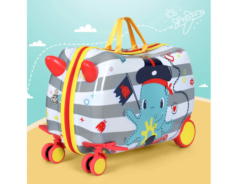 Wanderlite 17" Kids Ride On Luggage Children Suitcase Trolley Travel Octopus