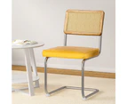 Artiss Dining Chairs Set of 2 Velvet Rattan Cantilever Yellow