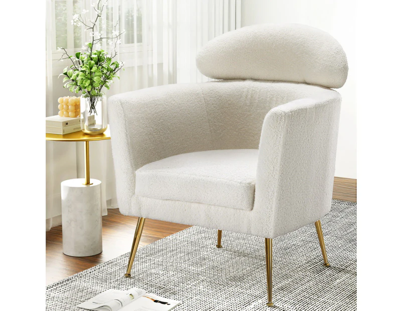 Artiss Armchair Boucle Fabric White Yoli