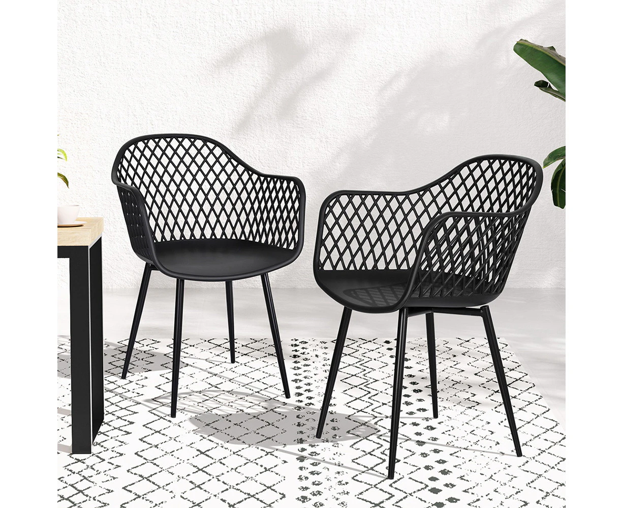 Gardeon 4PC Outdoor Dining Chairs PP Lounge Chair Patio Furniture Garden Black