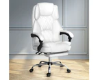 Artiss Executive Office Chair Leather Footrest White