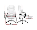 Artiss Executive Office Chair Leather Footrest White