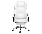 Artiss Executive Office Chair Leather Footrest White