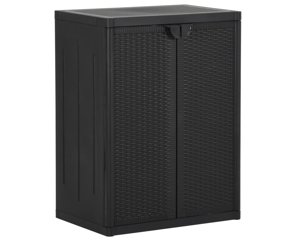 vidaXL Garden Storage Cabinet Black 65x45x88 cm PP Rattan