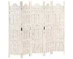 vidaXL Hand carved 5-Panel Room Divider White 200x165 cm Solid Mango Wood