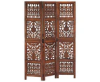 vidaXL Hand Carved 3-Panel Room Divider Brown 120x165 cm Solid Mango Wood