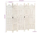 vidaXL Hand carved 5-Panel Room Divider White 200x165 cm Solid Mango Wood