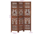 vidaXL Hand Carved 3-Panel Room Divider Brown 120x165 cm Solid Mango Wood