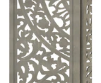 vidaXL Hand carved 3-Panel Room Divider Grey 120x165 cm Solid Mango Wood