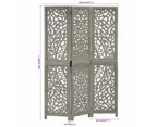 vidaXL Hand carved 3-Panel Room Divider Grey 120x165 cm Solid Mango Wood