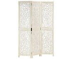 vidaXL Hand carved 3-Panel Room Divider White 120x165 cm Solid Mango Wood