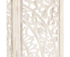 vidaXL Hand carved 3-Panel Room Divider White 120x165 cm Solid Mango Wood