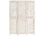 vidaXL Hand carved 3-Panel Room Divider White 120x165 cm Solid Mango Wood