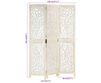 vidaXL Hand carved 3-Panel Room Divider White 120x165 cm Solid Mango Wood