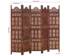 vidaXL Hand carved 5-Panel Room Divider Brown 200x165 cm Solid Mango Wood