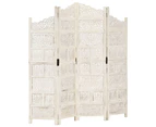 vidaXL Hand carved 4-Panel Room Divider White 160x165 cm Solid Mango Wood