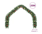 vidaXL Christmas Garland Decorated with Baubles and LED Lights 20 m