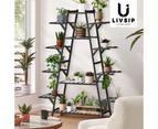 Livsip Plant Shelf Rack Display Stand Indoor Outdoor 12 Flower Pots Holder