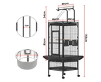 Advwin Bird Cage 153CM 2 Perches Aviary Parrot Budgie Playtop Slide Tray Wheels