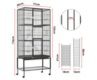 Advwin Large Bird Cage 176CM 3 Perches Aviary Parrot Budgie Stand Alone Tray Wheels