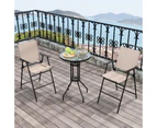 Costway 3pcs Outdoor Bristo Set Foldable Bar Chair Setting Patio Garden Furniture w/Coffee Table & 2 Chairs, Poolside Balcony