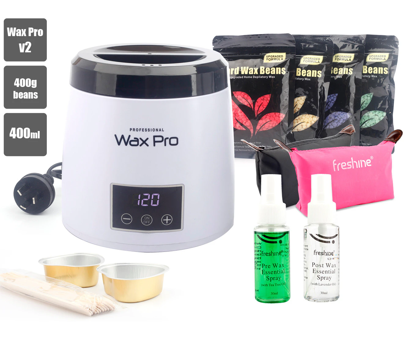 Digital Pro Wax Pot Waxing Kit (Sydney Stock) 400g Hard Beads Heater Warmer Skin Care Spray Paperless Hair Removal